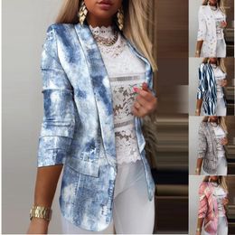 Women's Jackets 2023 Autumn And Winter Women's Wear Long Sleeved Small Suit Tie Dyed Ol Temperament Professional Slim Fit Jacket
