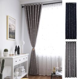 Curtain 1PC Blackout Window Panels Thermal Insulated Room Darkening Curtains With Full Light Moon Star Blocking Drapes