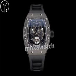 YS Factory produces men's watches RM052 size 49.8x44.3x16.4mm tourbillon movement sapphire glass mirror carbon fibre case natural rubber strap folding buckle