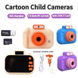 Tripods Cartoon Po Camera Educational 2 Inch HD IPS Screen Digital Camera Birthday Gift Kids Digital Camera 600mAh USB Charging 230419