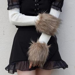 Knee Pads Women Faux Furs Plush Arm Warmers Short Furry Wrist Cuffs Girls Winter Protector Elastic Cuff