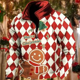 Men's Hoodies 2023 Zipper Sweatshirts 3d Christmas Gingerbread Man Print Casual Street Designer Short Sleeve High Quality Clothing