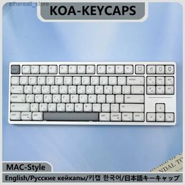 Keyboards KBDiy MAC Style Keycaps PBT KOA Profile Japanese Russian Korean Keycap for Mechanical Keyboard ISO 7U White 138 Keys Cap Q231121