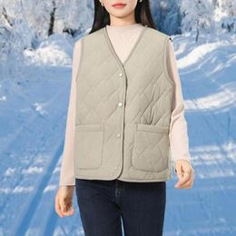 Women's Vests Women Winter Clothes Stylish V-neck Sleeveless Waistcoat Warm Windproof Casual Vest Coat