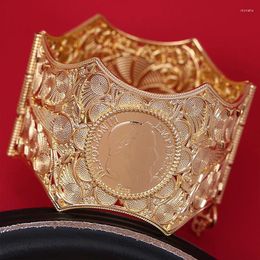 Bangle Algerian Bridal Dress Bracelet Hollow-Out Pattern Design Gold Colour Bangles Irregular Cuff Open For Women's Jewellery