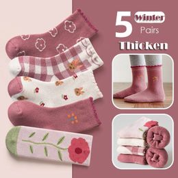 Kids Socks 5 Pairs/bag Children's Winter Socks Baby Thick Thermal Calf Socks Kids Cotton Sock Girls Boys Warm Boot Socks 231121