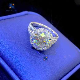 Iced Out Classic Jewellery 10k Gold Ring 10mm Main Diamond 925 Sterling Silver Ring Paved Vvs Moissanite Wedding Ring