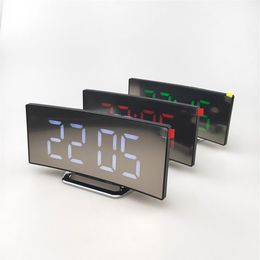 Christmas Decorations Curved Mirror Digital Alarm Clock Multifunctional Curved LED Display Simple Desktop Ornament For Home Large 338H