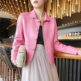 Women's Leather Spring And Autumn Fashion First Layer Sheepskin Genuine Coat Short Fragrant Motorcycle Fur