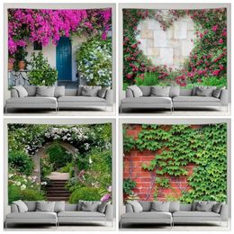 Tapestries Landscape Tapestry Street Plants Flowers Scenery Living Room Bedroom Hippie Garden Background Wall Tablecloths Decor 231121