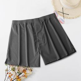 Underpants Men Mid-rise Elastic Waistband Ice Silk Shorts Underwear Breathable Holes Sleeping Summer Casual Short