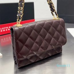 Designer Women Vintage Quilted Chain Shoulder Bag Luxury Lambskin Leather Mini Flap Pouch Handbags Lady Weave Chains Strap Crossbody Bags 19cm