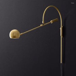 Wall Lamp American Retro Long Arm Light Gold Black Rotatable G9 LED Living Room Bedside Reading Sconce Lamps