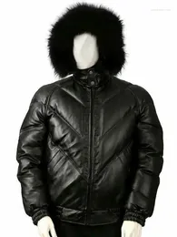 Men's Jackets Artificial Fur Hooded Genuine Sheepskin Leather Winter Jacket Fashion Trend
