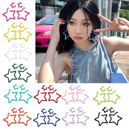 Hoop Earrings 2Pairs Acrylic Hollow Star Ear Large Stud For Women Everyday Teen Mothers'day Celestial Birthday Gift Jewellery