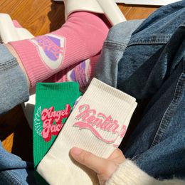 Socks Hosiery American vintage socks female Korean version of spring and summer long cotton middle tube outside wear net red all take s 231120