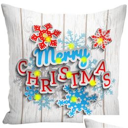 Pillow Case Christmas Pillow Case Led Light Decorations For Home Santa Claus Printed Cushion Er 45X45Cm Drop Delivery Home Garden Home Dh3Va