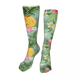 Men's Socks Pineapple Flowers Novelty Ankle Unisex Mid-Calf Thick Knit Soft Casual