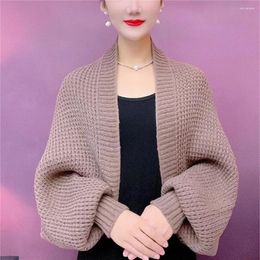 Women's Knits Autumn Korean Fashion Sweater Female Loose Elegant Knitwear Hollow Out Knitted Shawl Coat Women Long Sleeve Soft Cardigan