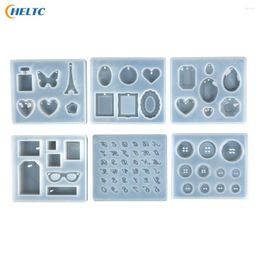 Baking Moulds 1pcs DIY Epoxy Pendant Craft Tool Handmade Silicone Mold Resin Buttons Heart Letter Jewelry Making Mould Gadget Cuisine