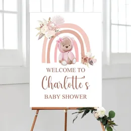 Party Decoration Custom Baby Shower Welcome Sign Name Date Teddy Bear For Wedding Birthday Direction Signs