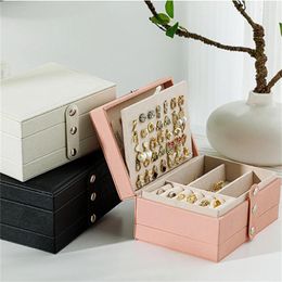 Jewellery Pouches 2023 Portable Box Organiser Display Travel Case Boxes Button Leather Storage Zipper Jeweller Container