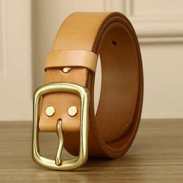 Belts Men's Top-layer Belt Full-grain Vegetable Tanned Leather Genuine Casual Pin Buckle Handmade For Gift Giving