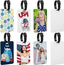 Sublimation blanks Neoprene Luggage Tags White Blank Travel Tags with Strap Double Sides Suitcase Label Tag Heat Transfer DIY Name ID Card 4 x 2.75 Inch J0421