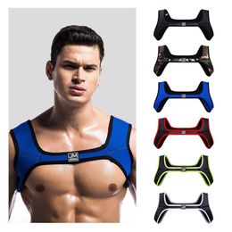 Men's Tank Tops JOCKMAIL Men's Fitness Neoprene harness Sports Shoulder Straps Muscle Exercise Protective gear Support Sexy tank top gay wear 230421