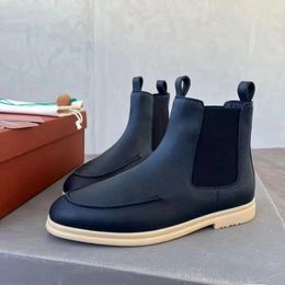 Luxurys tasarımcısı loro sıradan ayakkabılar Martin botları adam kış açık havada patikalar vintage siyah kürk erkekler düz kar bot loafer piana sheepskin zammı ayakkabı kutusu boyutu 39-46