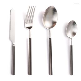 Dinnerware Sets Black Silver Dinner Set Knife Spoon And Fork Stainless Steel Table Cutlery Kitchen Device Zero Waste Gift