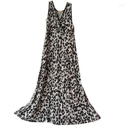 Women's Sleepwear Vest Sleeping Dress European American Elegant Leopard Long Nightdress Loose Modal Nightgowns For Female Night Wear