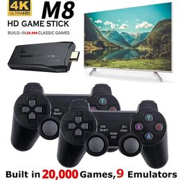 Game Controllers Joysticks 4K video game stick wireless M8 controller Gamepad with builtin 20000games 64G retro handheld console highdefinition TV 231120