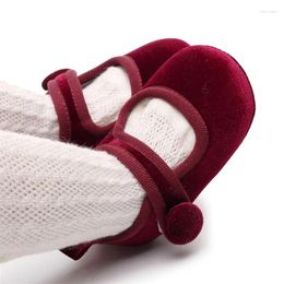 First Walkers Baby Girls Mary Jane Shoes Solid Colour Velvet Princess Flats Casual Walking For Born Infant Toddler