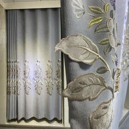 Curtain 2023 Style Modern Thick Chenille Embroidered Fabric Embossed Show Curtains For Living Room Window