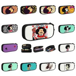 Cosmetic Bags Love And Mafalda Surrounded By Hearts Pencil Case Boys Custom Fashion Manga Cartoon Large Capacity Pen Bag Box School Supplies