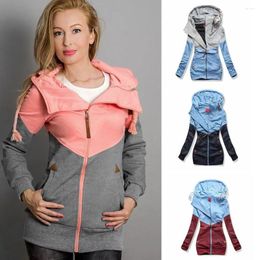 Women's Jackets Spring Women Jacket 2023 Fashion Autumn Winter Pink Blue Hooded Sweatshirt Zipper Hoodies Coat Female Sweat Polerones