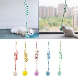 Cat Toys K5DC Retractable Cats Toy Rope Funny Teasing Indoor Exercise Spring Plush- Pompoms