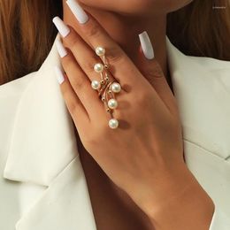 Cluster Rings Fashion Vintage Pearl Ring For Women Aesthetic Design Elegant Opening Adjustable Finger Jewellery Accessories