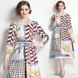 Women Boutique Printed Dress 2023 Autumn Dress High-end Fashion Lady Dresses Long Sleeve Dresses OL Dresses