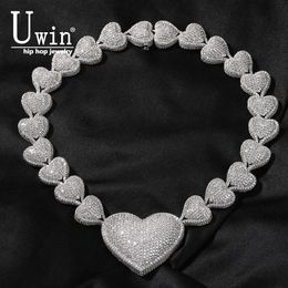 Pendant Necklaces Uwin Bubble Heart Necklace With Center Heart Cubic Zirconia Micropave Connected To End Charm Jewelry Women Accessories Gifts 231121