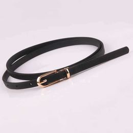 Other Fashion Accessories New fashion black white brown blue pink thin Pu belt womens dress jeans Str belt J240518