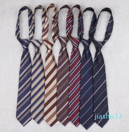 Bow Ties Polyester Bastic Striped For Men Women Brown JK Neckties Handmade Casual Neck Tie College Formal Uniform Shirt Cravat