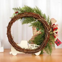 Decorative Flowers 1pc 40x38cm Large Christmas Garland Door Window Wreath Bow Artificial Flower Pinecone Hanging Ornament Year Gift