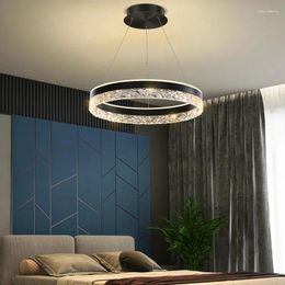 Pendant Lamps Modern Round Ring LED Chandelier Remote Control For Living Dining Room Kitchen Island Bedroom Design Hanging Light