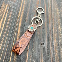 Tooled Flower Keychain for Women and Girls Backpack Keyrings Cute Key Fob Accessories 2PCS/Package DOM106-2568