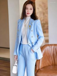 Women's Two Piece Pants High Quality Fabric Formal Professional Business Suits For Women Autumn Winter Work Wear Blazers Pantsuits Trousers