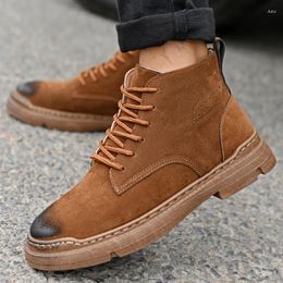 Boots Genuine Leather Shoes Men Motorcycle Autumn Winter Lover Snow Nice