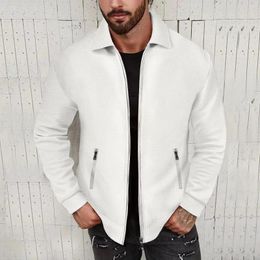 Men's Jackets Autumn And Winter Waffle Long-sleeved Zipper Jacket Casual High Street 2023 Style