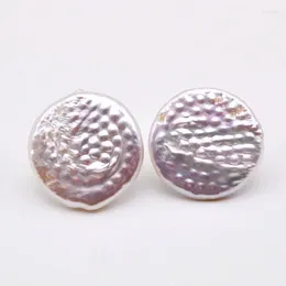 Stud Earrings Ladies White Round Natural Freshwater Pearl Baroque Style Fashion Jewelry